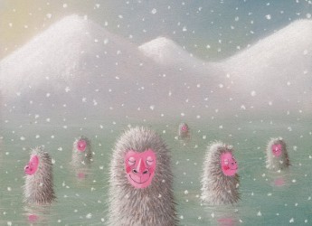 Japanese Snow Monkeys in Hot Springs by Marina Zlatanova